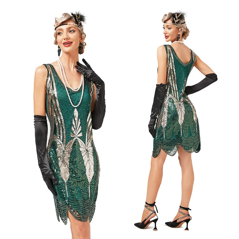 Great Gatsby 1920s Costume Sequined Tassels Flapper Dress Women Prom Dresses Novameme