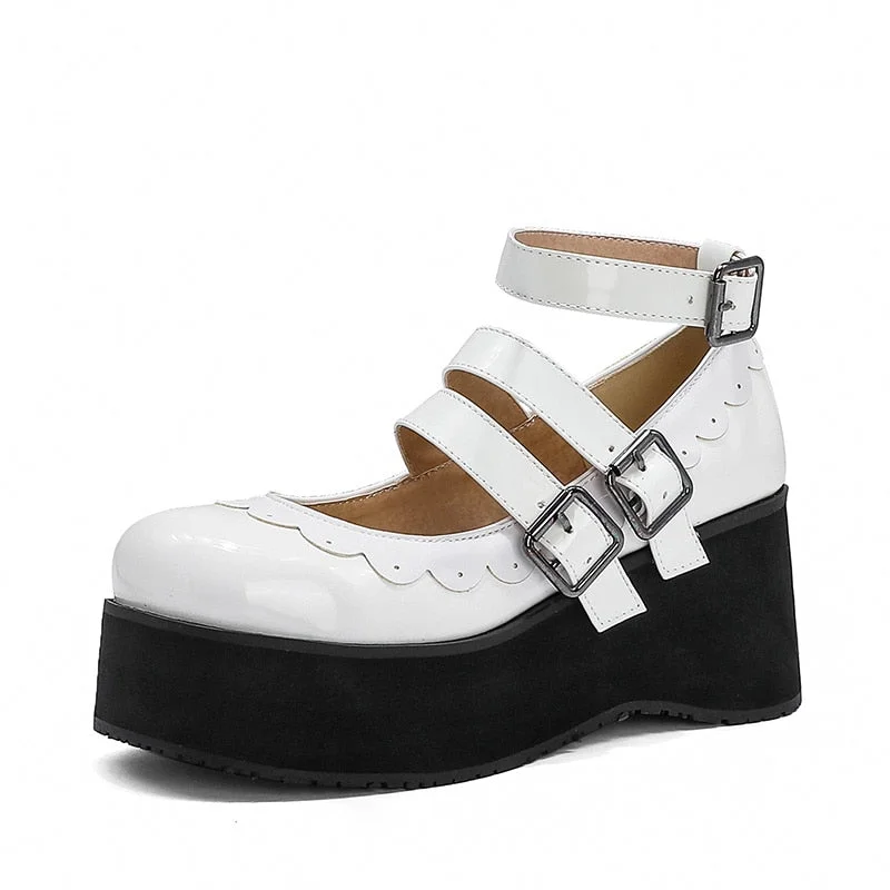 Gdgydh 2021 Women Pump Mary Janes Female Single Shoes Roune Toe Ankle Strap Buckle High Heels Girls Cosplay Shoes Japanese Style
