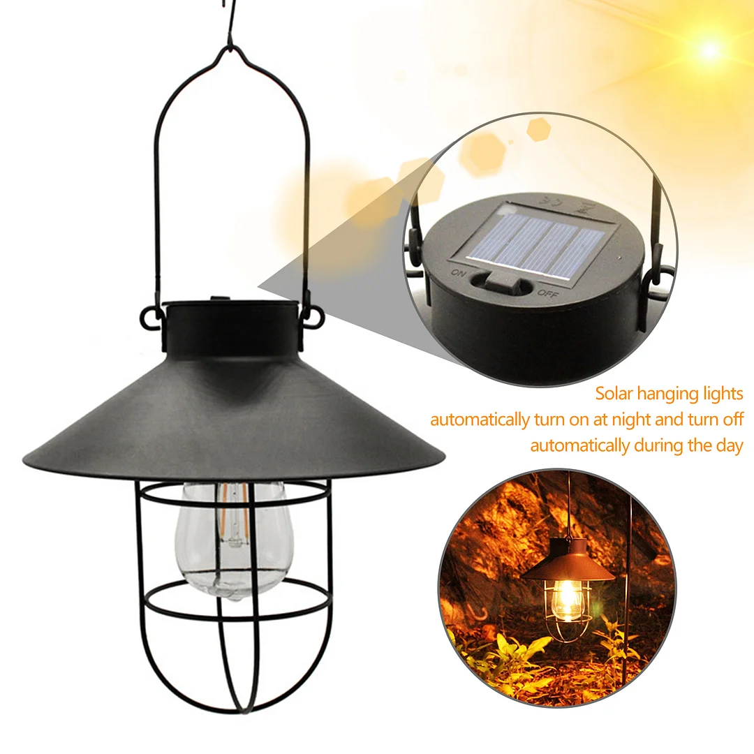 Hanging Solar Lanterns, Waterproof LED Solar Light with Tungsten Bulb (1)