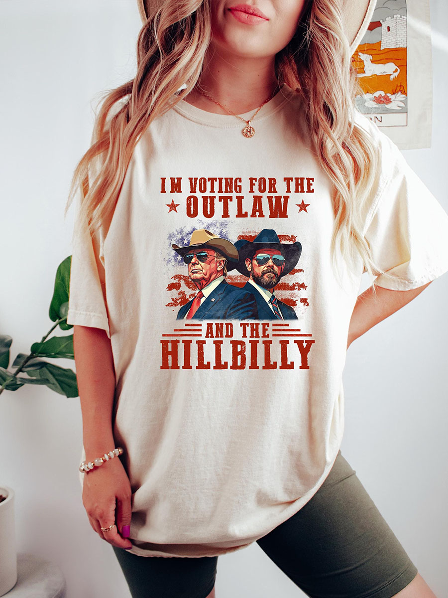 Monroewheels Trump I'm Voting for the Outlaw and Hillbilly Trump Vance Shirt Ridin With the Outlaw T Shirt Trump Tops Womam Donald Sweatshirt
