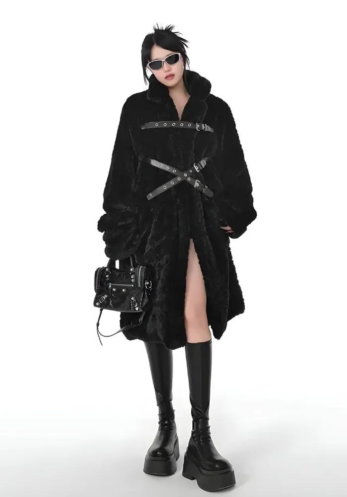 Brownm Faux Fur Fluffy Long Jacket