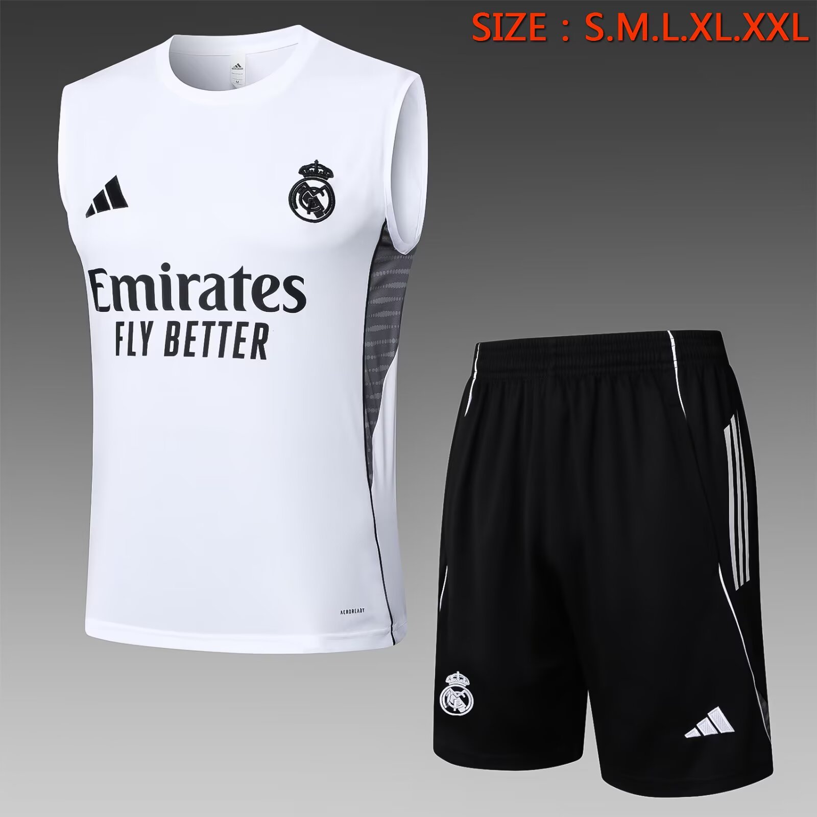 2025/2026 Real Madrid pre-match training White Jersey+Shorts
