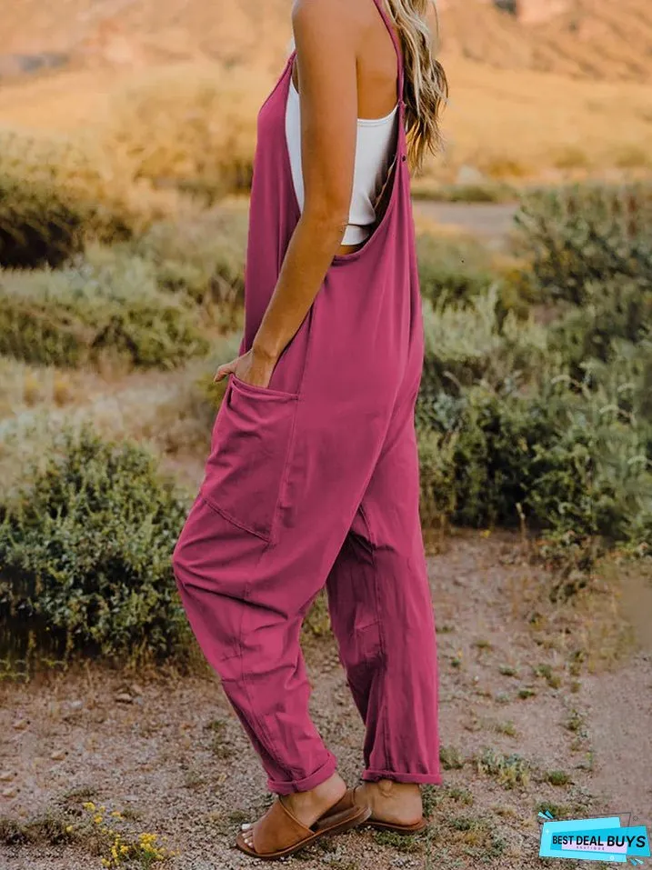 Double Take Full Size Sleeveless V-Neck Pocketed Jumpsuit