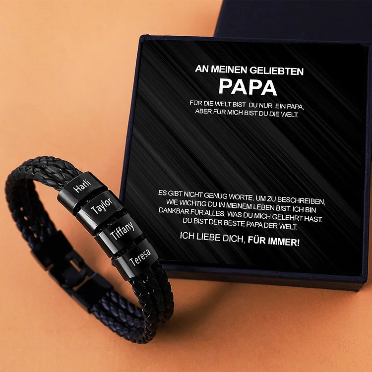 Kettenmachen Gravur 4 Namen Armband -An Meinen Geliebten Papa- Geschenk mit Nachrichtenkarte