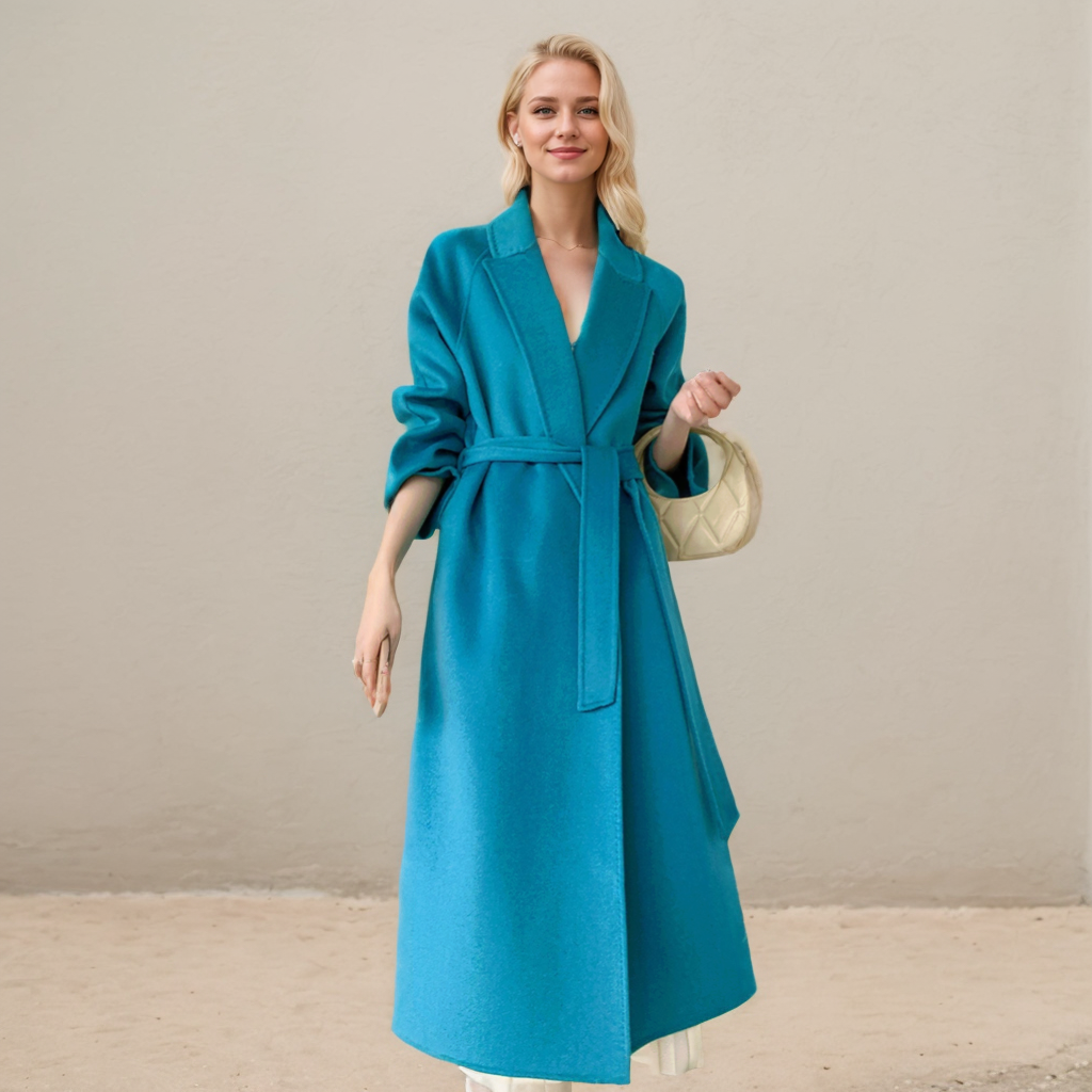 Women's 100% Wool Long Coat Solid Color REAL SILK LIFE