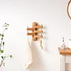 Wall Hooks, Oak Wood Wall Hooks with 5 Folding Swivel Arms, 12 Inch Long Wall Mounted Coat Rack, Hat Hooks