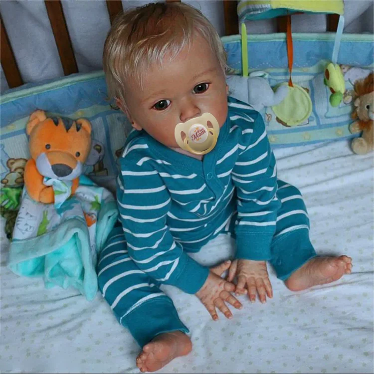 [For Kids Lover] 20'' Lifelike Elroy Reborn Toddler Blue Eyes Baby Doll Boy, Posable & Collectible and Safe For Ages 3+ Children Rebornartdoll® RSAW-Rebornartdoll®