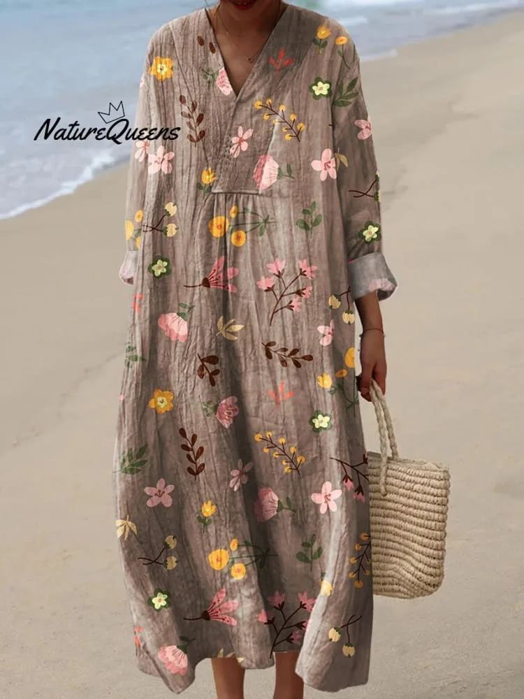 Women's  Flower  Art Print Flowy Dress