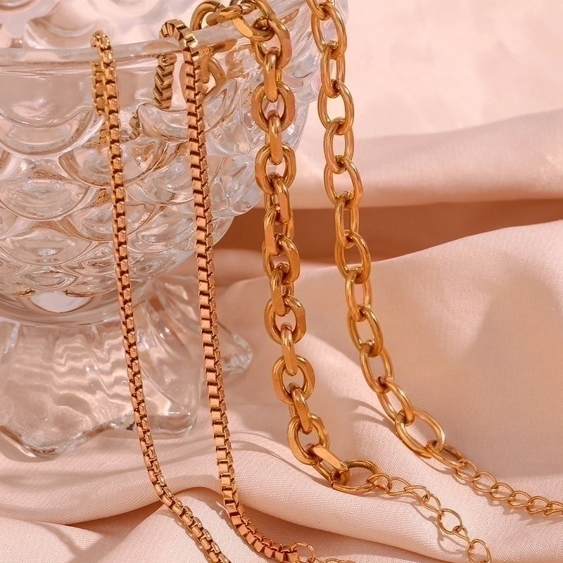 Minimalist Classic Style Solid Color 304 Stainless Steel 18K Gold Plated Plating Anklet