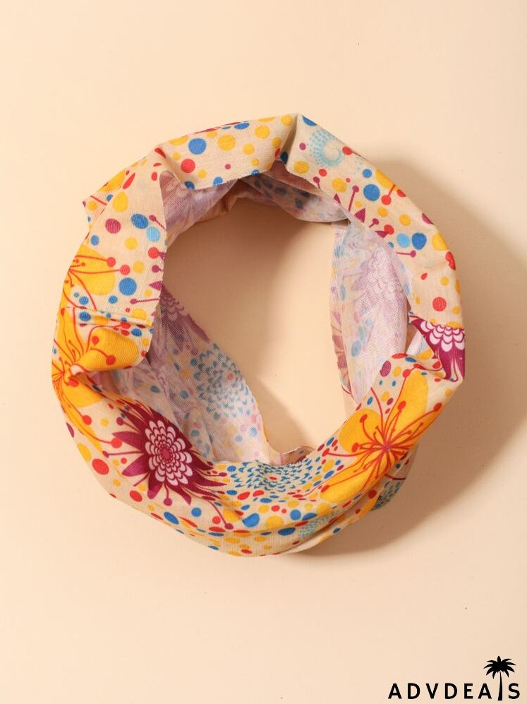 Floral& Polka Dot Print Neck Gaiter