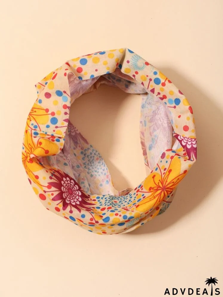 Floral& Polka Dot Print Neck Gaiter