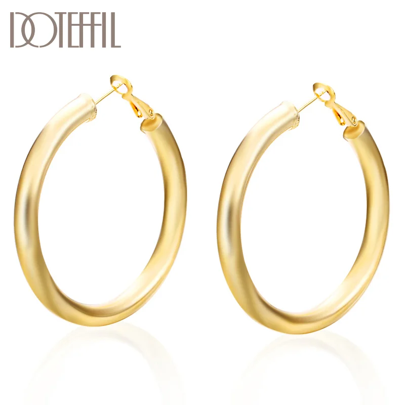 DOTEFFIL 24K Gold Jewelry Smooth Circle Gold Hoop Earrings For Women Jewelry