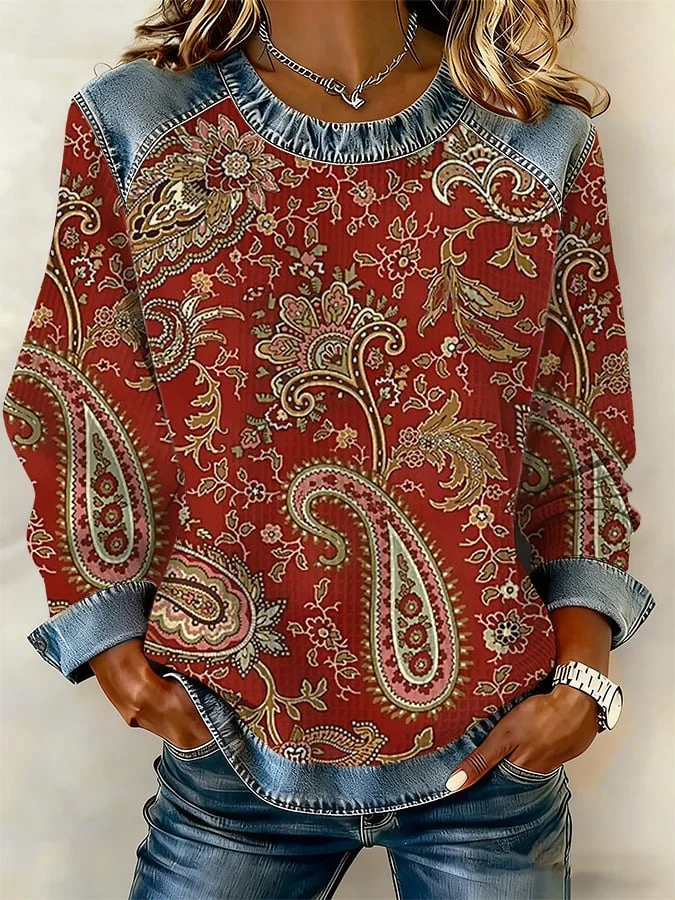 Women's Casual Print Long-Sleeve Sweatshirt 