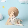 Griffoir Chat en Bois Massif avec Boule &agrave; Rouler Sisal
