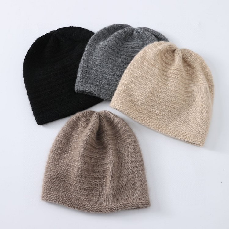 Simple Pure Cashmere Beanie Hat For Women-Chouchouhome