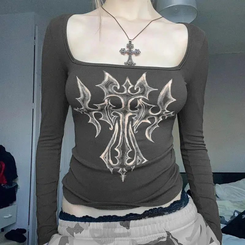 Brownm Cross Bleached Top