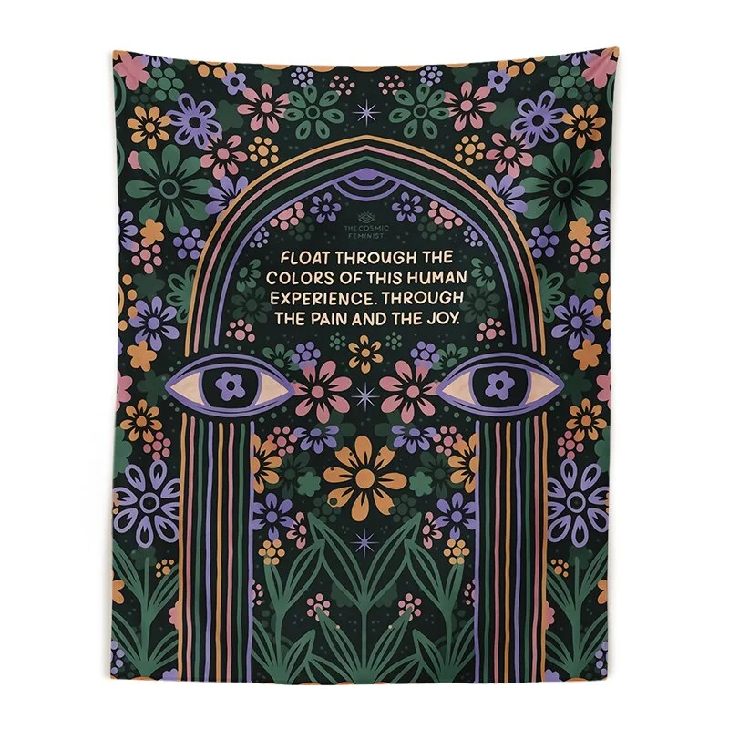 Indian Moon Phase Girl Tapestry Wall Hanging Rainbow Flower Decor Macrame Hippie Witchcraft Tapiz Decoration Tablecloth turban