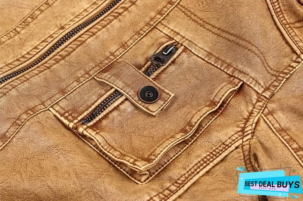 Men's Pu Jacket Leather Coat Slim Fit Faux Leather Motorcycle Jackets Coats