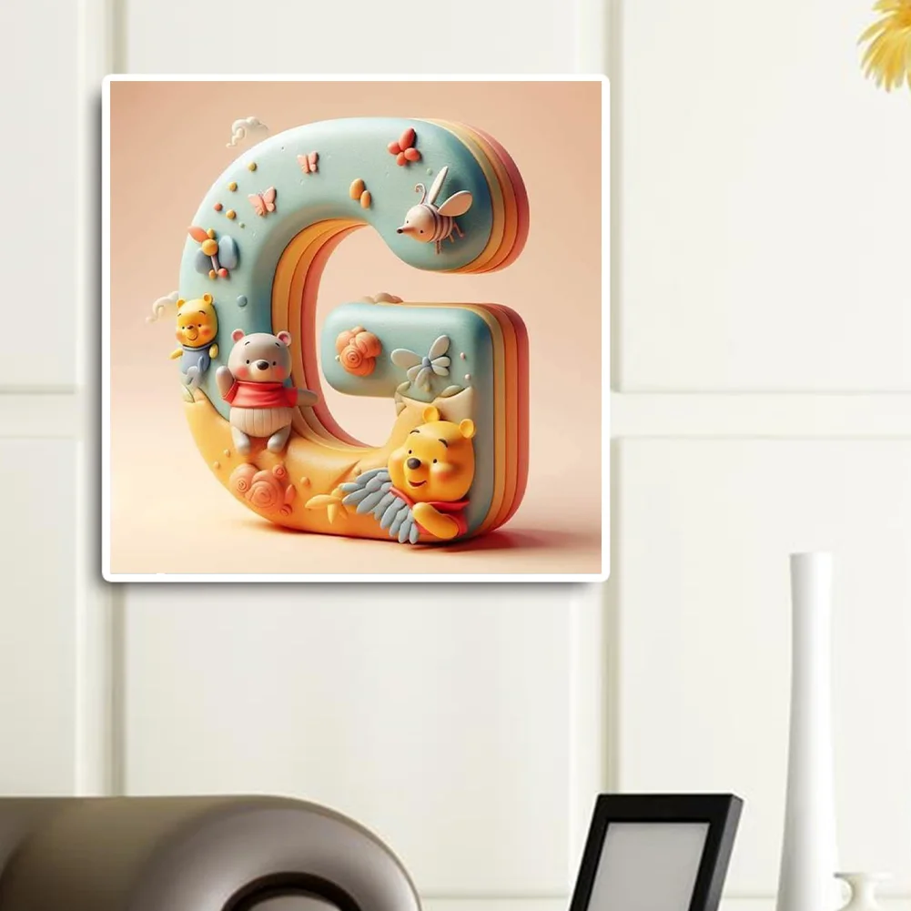 Full Round Diamond Painting 30*30cm - Winnie The Pooh'S 26 Letters G