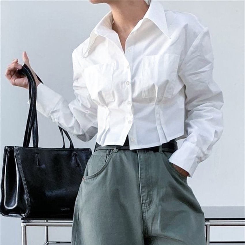 Women's Pleated Long Sleeve Shirt Blouse For Women MusePointer