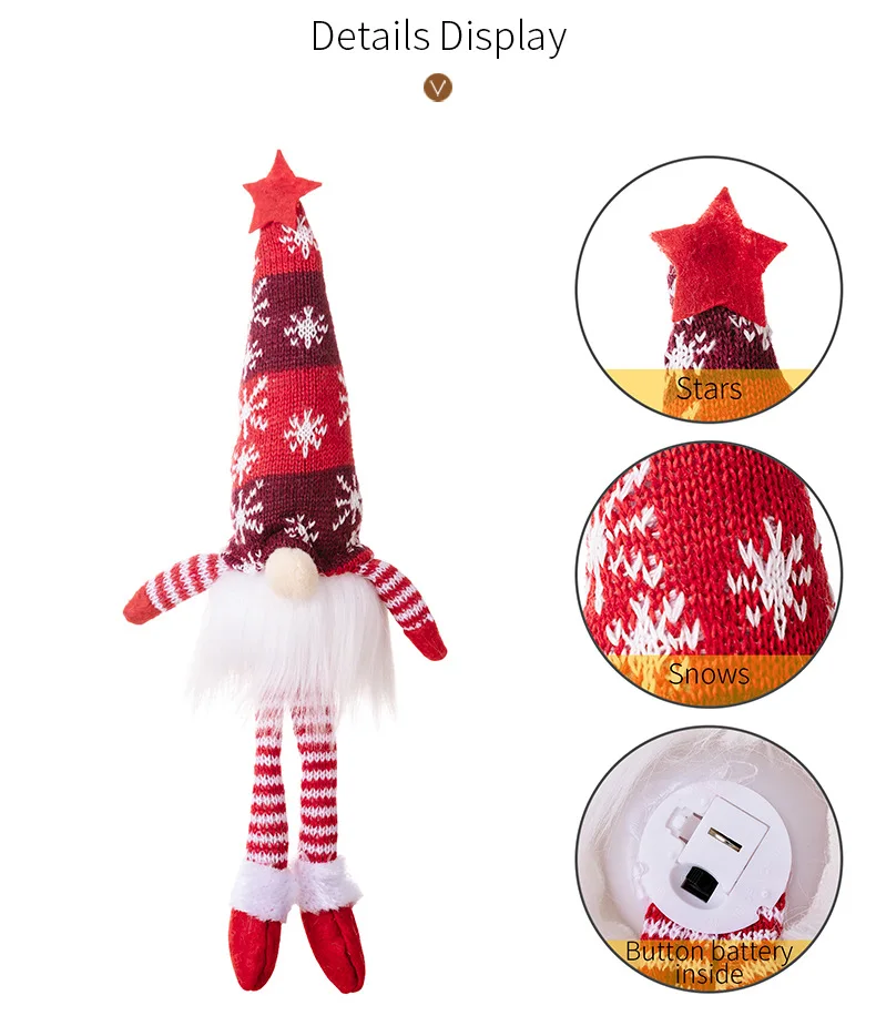 Tegooe Luminous Christmas Gnome Plush Doll - LED Lighted Faceless Decor