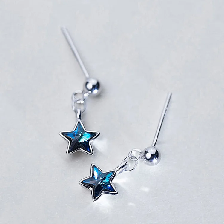 Blue Star 925 Sterling Silver Stud Earrings - Modakawa Modakawa