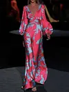 Printed Empire Long Sleeves Maxi Dresses