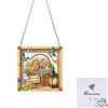 (US Local)Acrylic Flower Basket DIY Hanging Diamond Art Kits Wall Door Decor