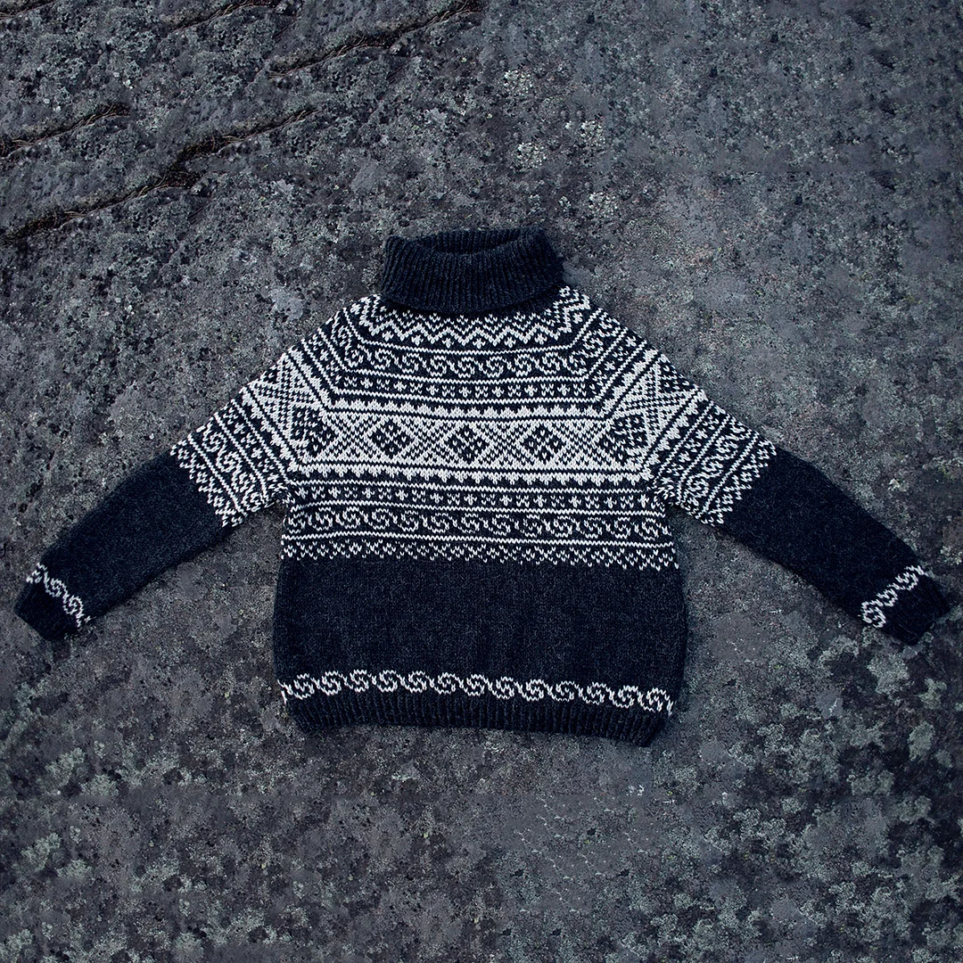 Vintage Beautiful Norwegian Setesdals Knit Jacquard Crew Neck Sweater（Unisex）