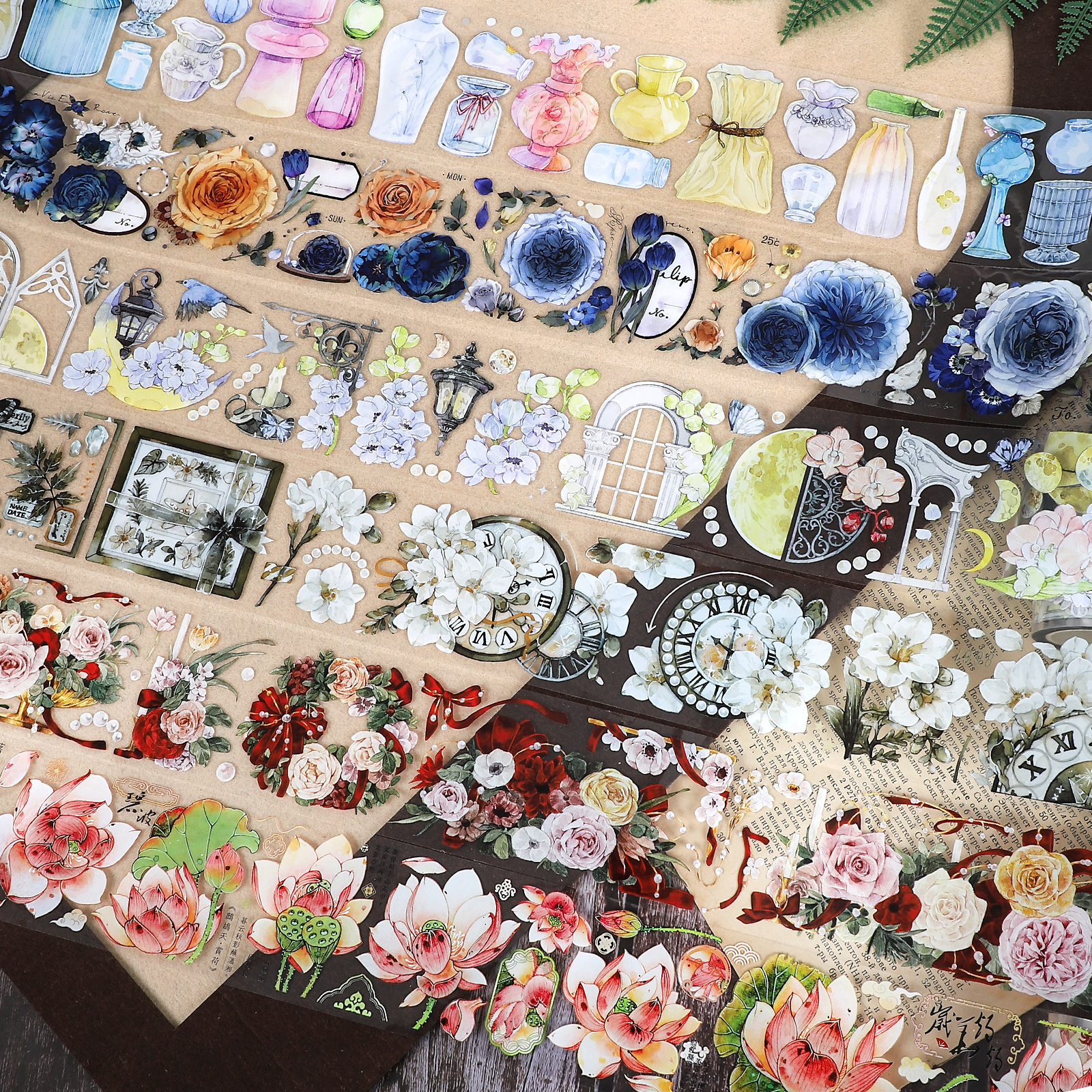 PET 테이프 - 600cm 빈티지 꽃 조경