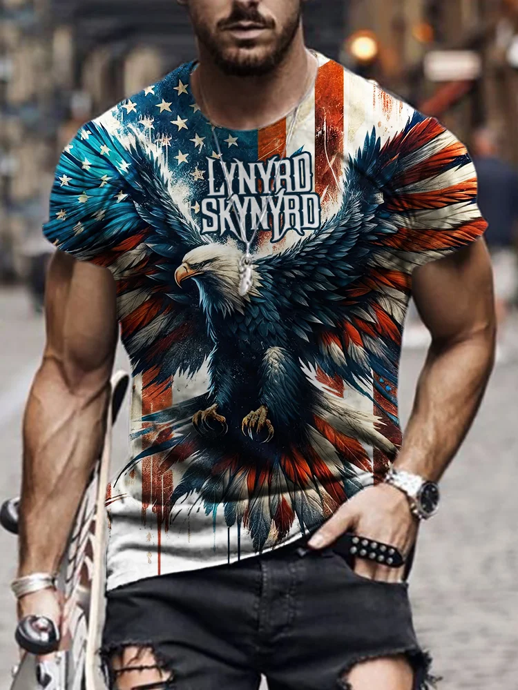 Men's Rock Band Free Bird American Flag Inspired T Shirt