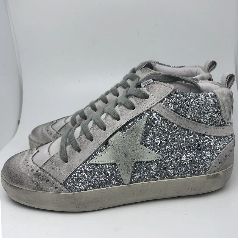 Korean version of the high-top increased distressed star shoes Gerry sequins retro thick-soled couple shoes dirty shoes