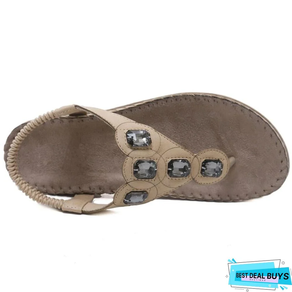 Women Plus Size Crystal Sandal Shoes Summer Footwear Beach Flip Flops Shoes