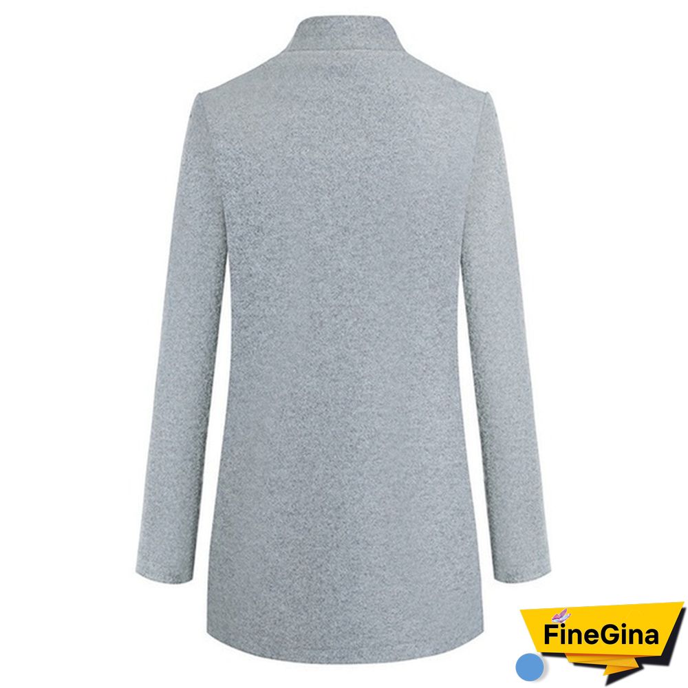 NEW Trending Autumn and Winter Fashion Women's Stand-up Collar Woolen Coat Solid Color Lapel Wool Overcoat Loose Long Windbreaker Jacket Plus Size