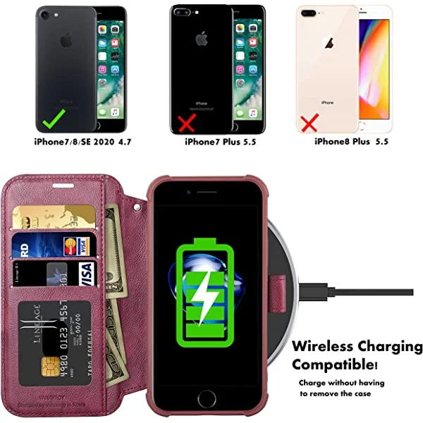 VANAVAGY iPhone SE 2022/iPhone SE 2020 Wallet /iPhone 8/iPhone 7 Wallet Case 4.7 inch