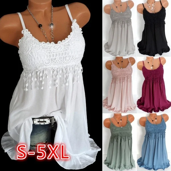 7 Colors Tops Women Lady Sexy Summer Sleeveless Top Blouse Lace Vest Tank Shirt