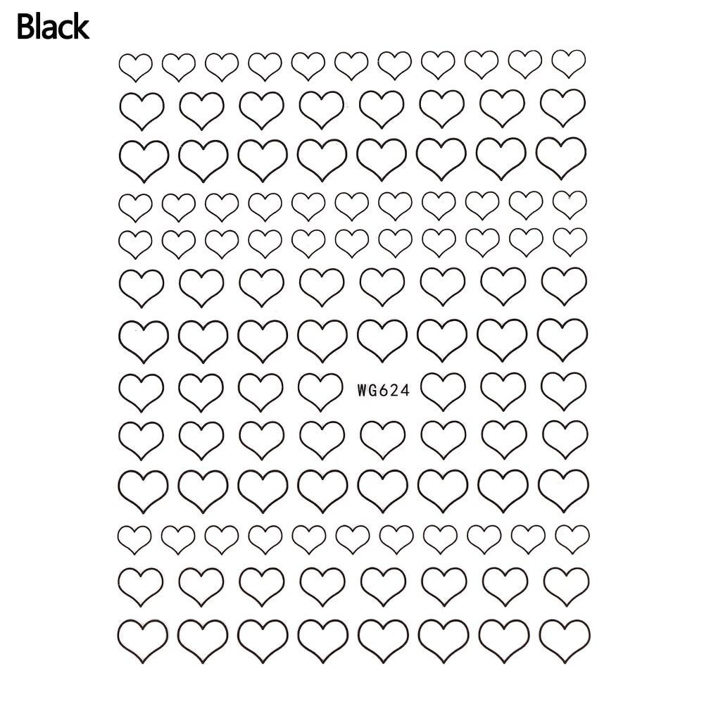 1pcs heart cute nail stickers designer self-Adhesive Ultra-thin Hollow nail art 3d decal gel nail strips nail embellishments