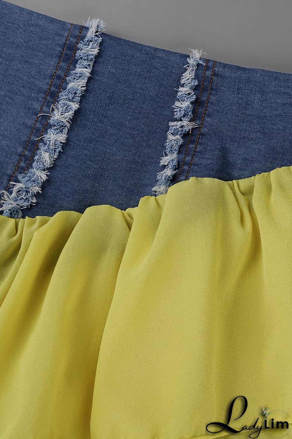 Yellow Fashion Sexy Patchwork Backless Off the Shoulder Long Sleeve Two Pieces