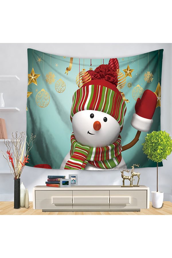 Home Decor Cute Snowman Print Merry Christmas Wall Tapestry-elleschic