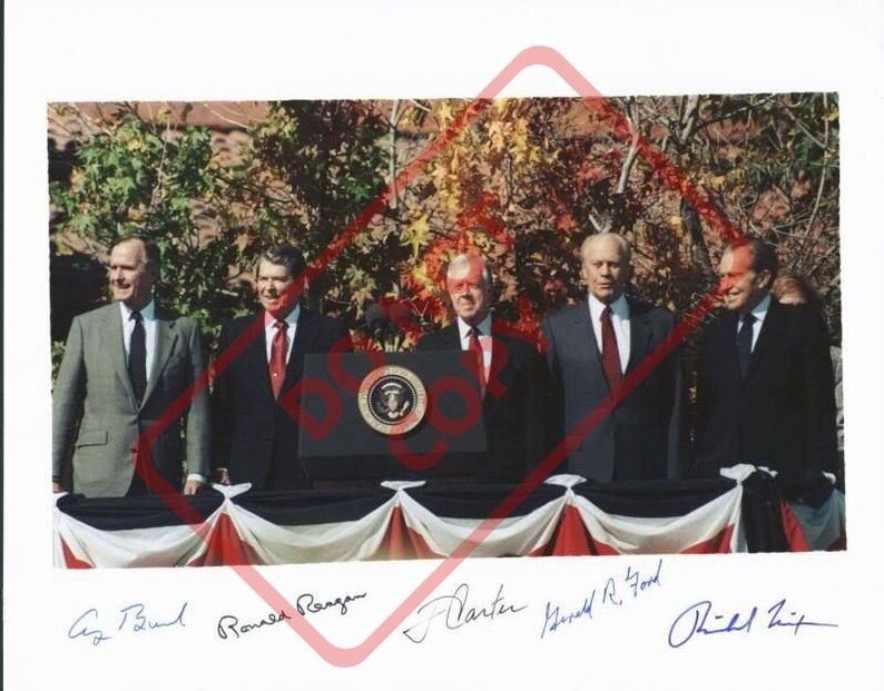 Ronald Reagan George Bush Jimmy Carter Richard Nixon Gerald Ford 8.5x11 Autographed Signed Reprint Photo Poster painting