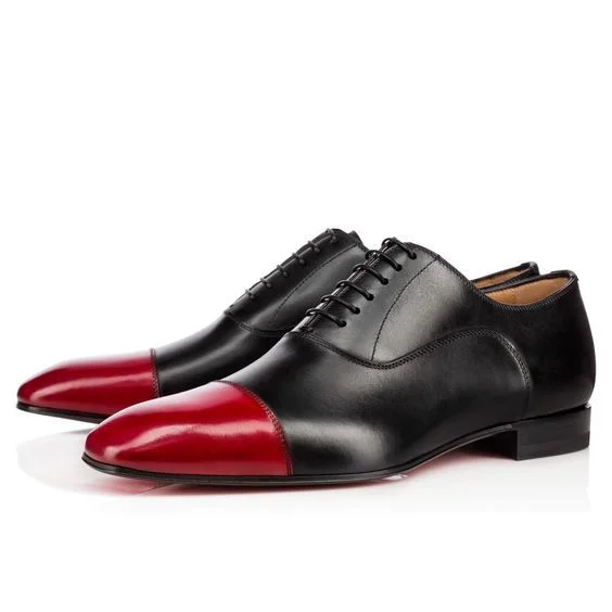 Men's Handmade Black and Red Oxford Dress Shoes