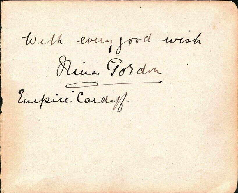 MYSTERY AUTOGRAPH - NINA GORDON - Cardiff - 1919