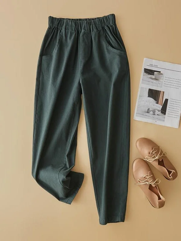Classic Loose Casual Harem Cropped Pants With Pocket