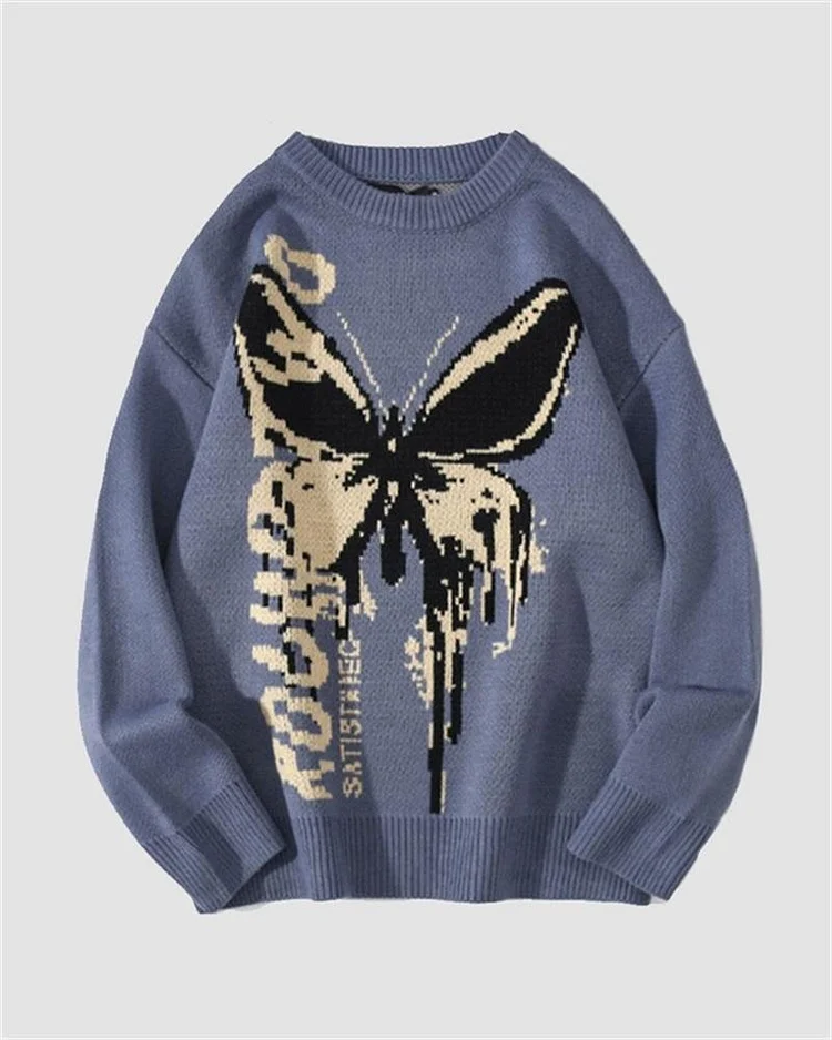 Butterfly Pattern Oversized Sweater
