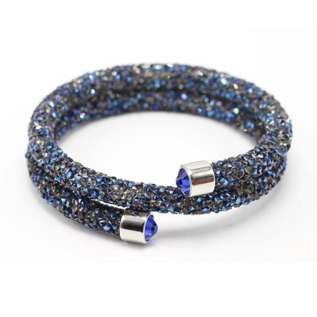YOY-Exquisite Crystal  Rhinestones Cuff Multi-layer Bracelet