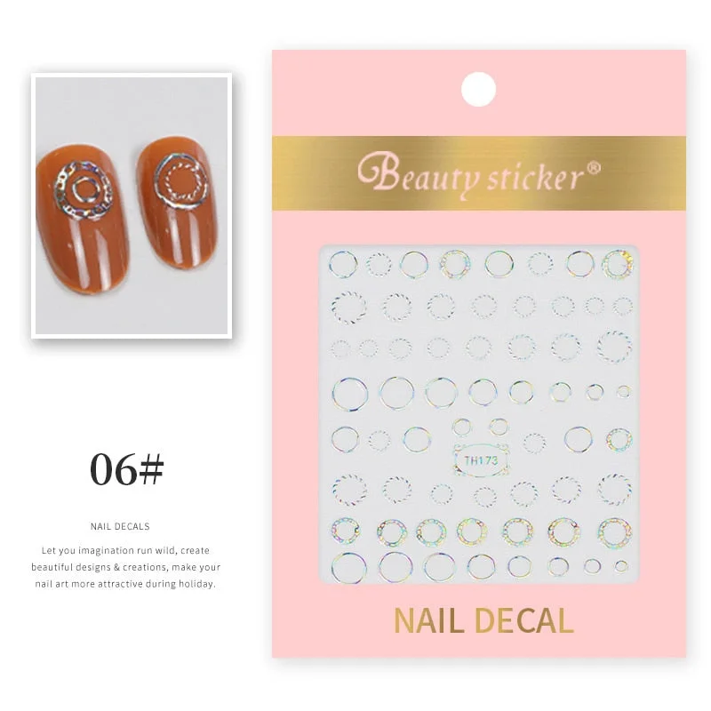 1 Sheet New Roman English Alphabet Number 3D Nail Stickers Christmas Animals iridescent Gold Silver Word Small Letters Nail