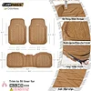 CAR PASS Tire Tread DeepDish Rubber Floor Mats for car Heavy Duty car mats All Weather, Universal XL~M Trim to Fit for Truck SUV Vehicle Automotive, Waterproof car mats 3 Piece Solid Beige