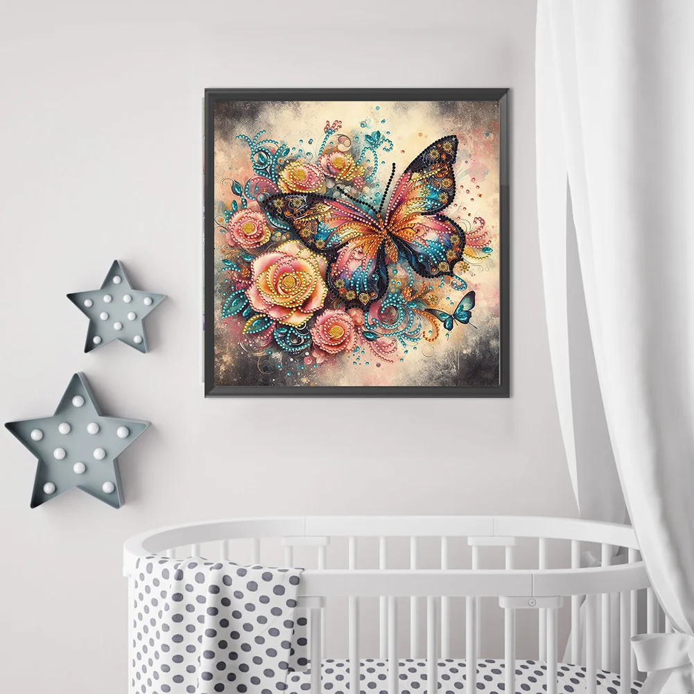 Diamond Painting - Partial Special Shaped Drill - Butterfly(Canvas|30*30cm)