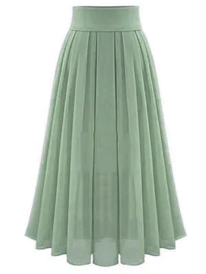 Brownm Temperament Commute Size Skirt Solid Color High Waist Super Pleated Chiffon Dress