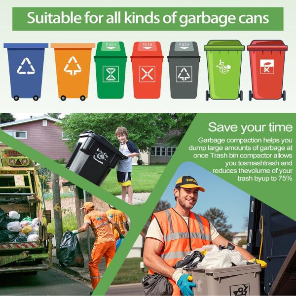 Product Introduction of Neatify Trash Can Compactor  Bin Booster – Manual Garbage Compactor for Kitchen. Garden. and Outdoor Bins – Fits 120L to 660L Wheelie Bins – Freshens and Cleans 2